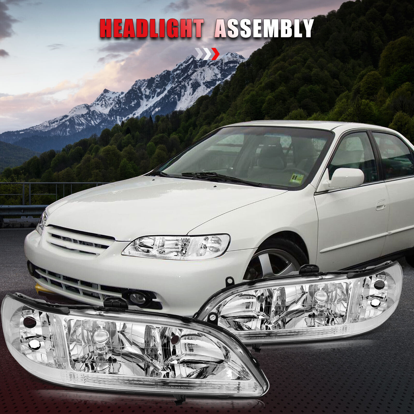 Headlights For 1998-2002 Honda Accord Headlamps Assembly Driver + Passenger Side