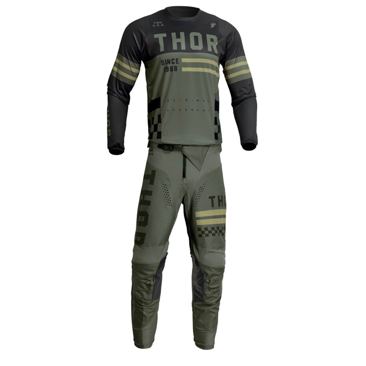 Thor 2024 Youth Pulse Combat MX Offroad Jersey Pant Combo Army Green/Black