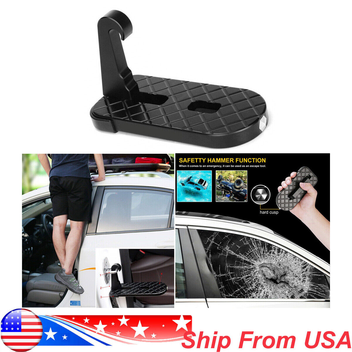 Portable Foot Pedal Ladder Car Door Latch Hook Step for SUV Truck Pick-Up Jeep 