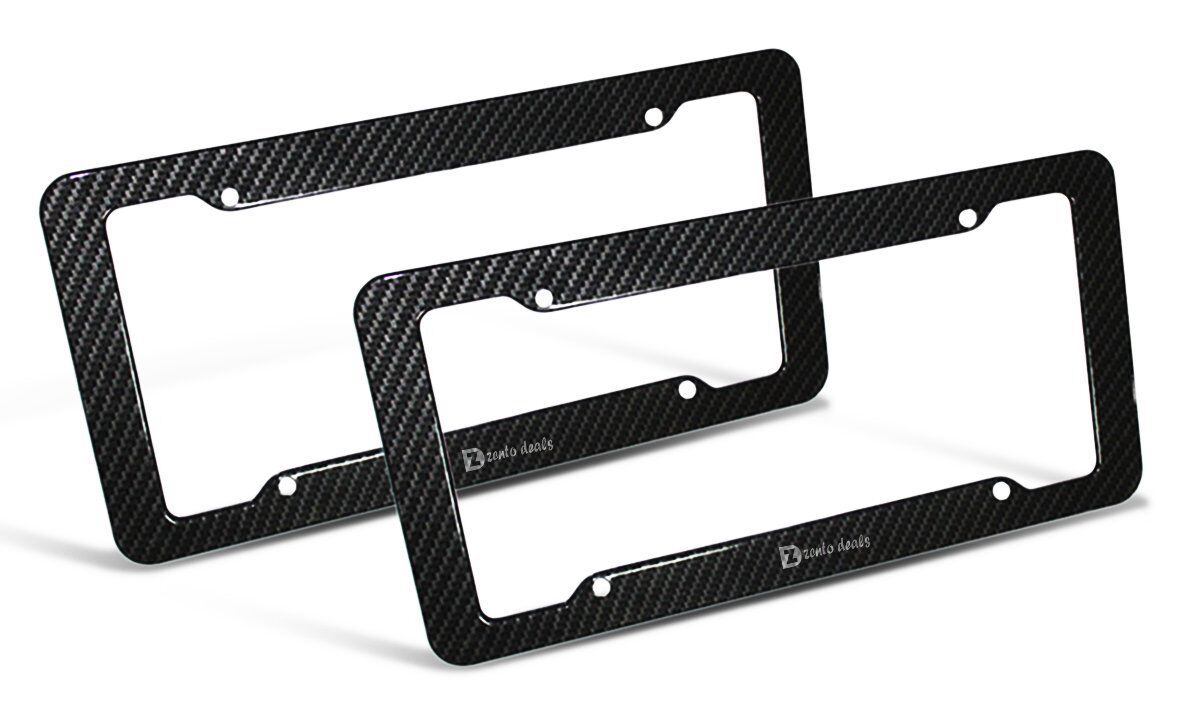 Zento Deals 2 Pack Standard Fit Carbon Fiber Plastic License Plate Frame 