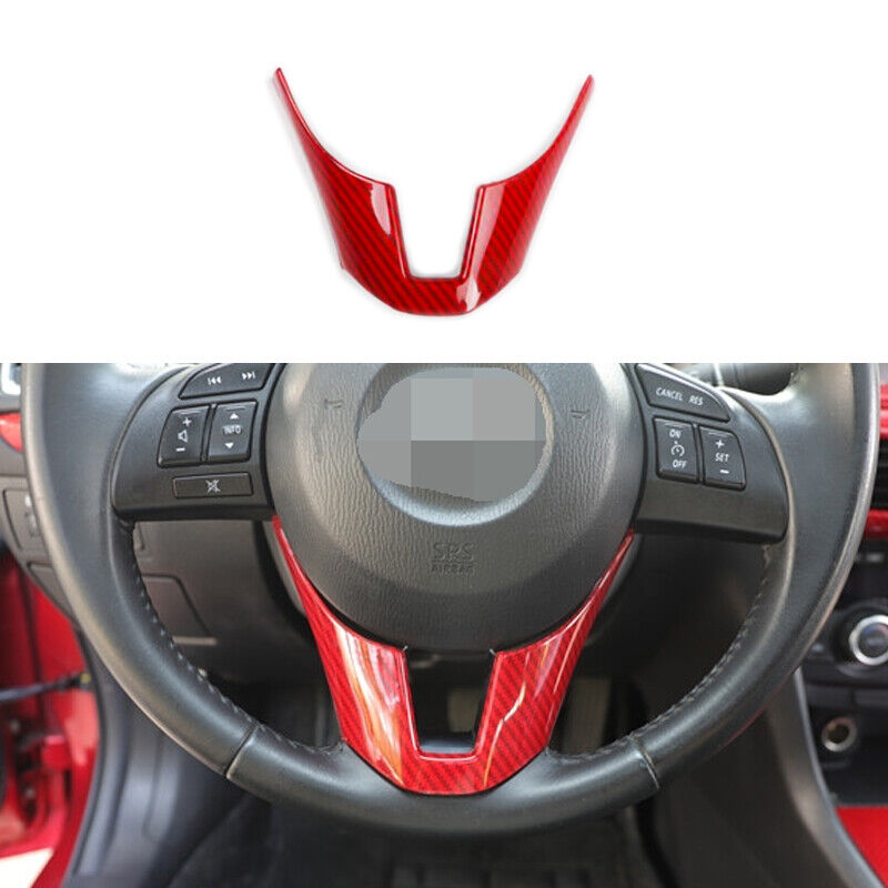 RED ABS Carbon Fiber Steering Wheel Cover Trim Fit For Mazda 6 Atenza 2014-2016