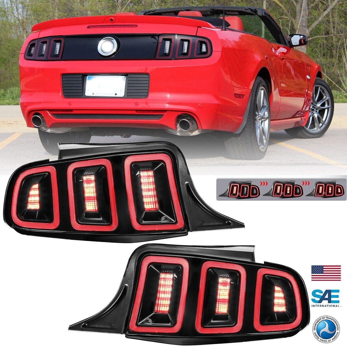 Tail Lights For 2010 2011 2012 2013 2014 Ford Mustang Sequential Brake Lamps