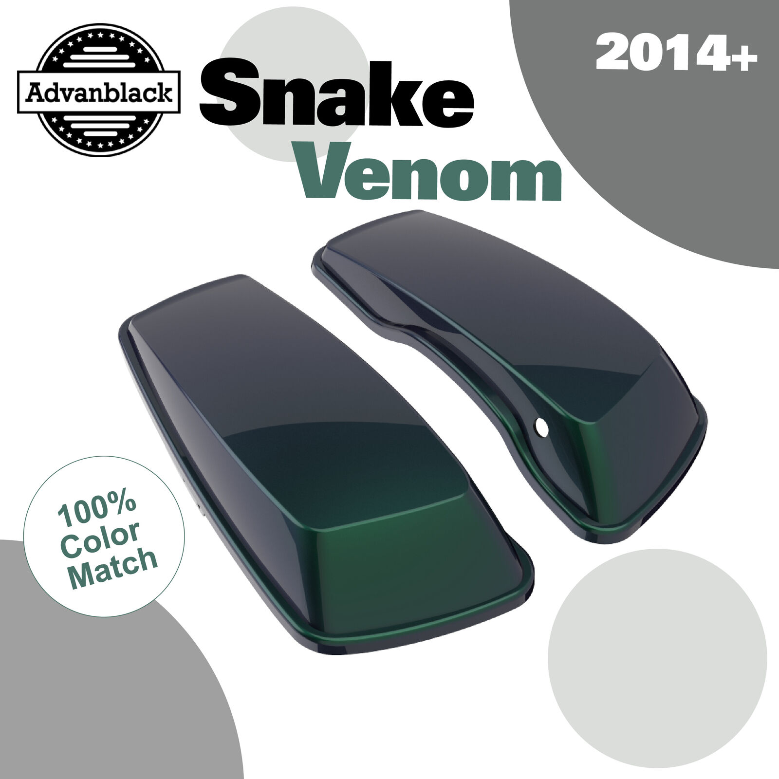 Snake Venom Normal Stretched Saddlebag Lids for Harley Davidson Touring 2014+