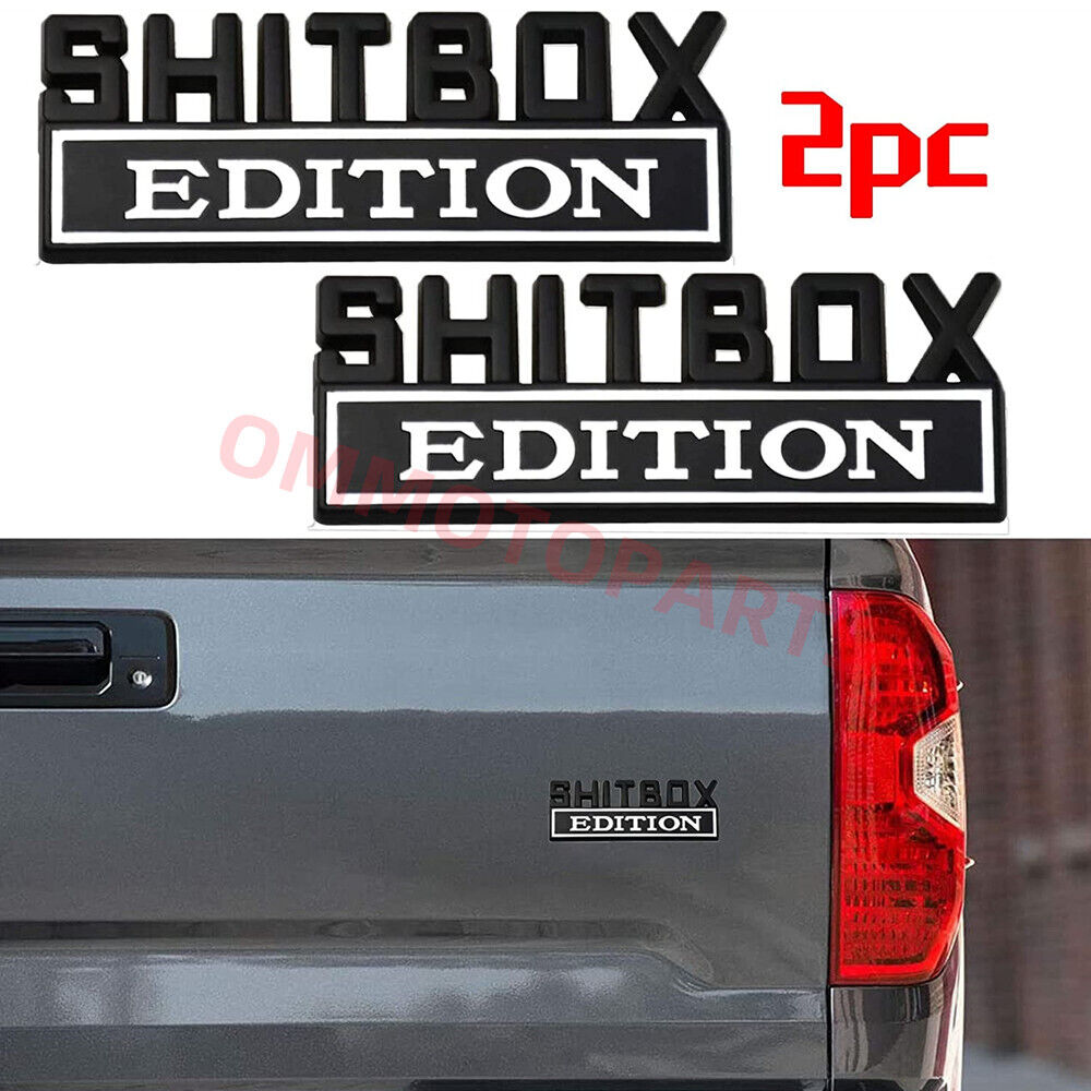 2pcs SHITBOX EDITION Emblems 3D Fender Badge Decal Car Truck Black/White NEW