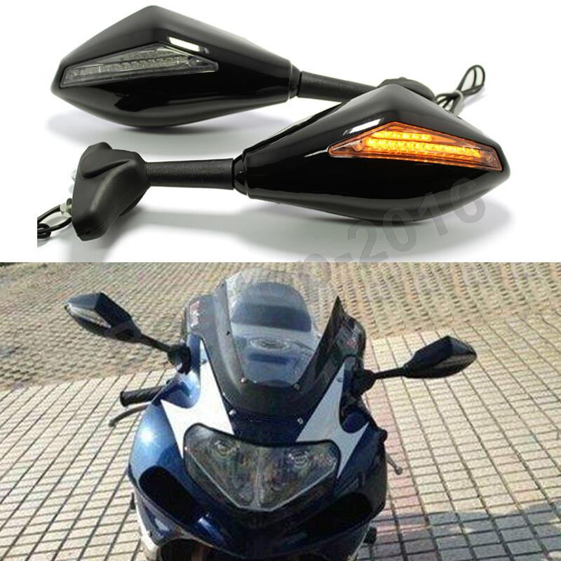 MOTORCYCLE BLACK LED TURN SIGNALS MIRRORS FOR KAWASAKI NINJA 650R 500R 250R 636