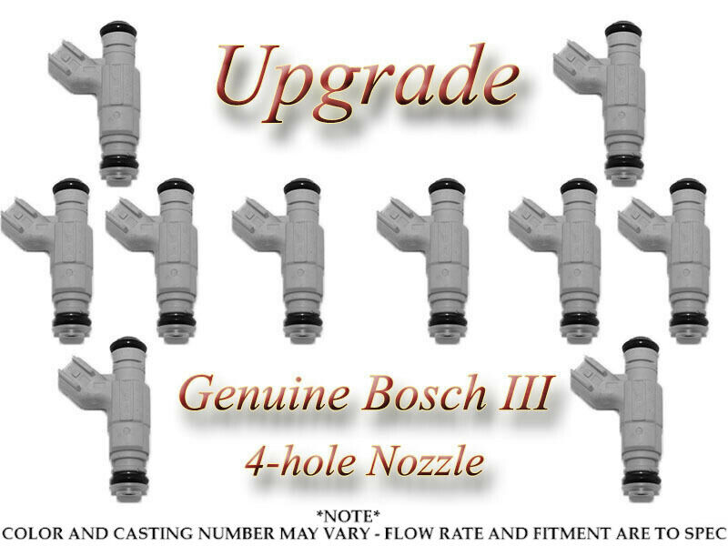 Bosch III UPGRADE Fuel Injectors (10) 4-Hole Nozzle Fits 94-95 Dodge Ram V10 8.0