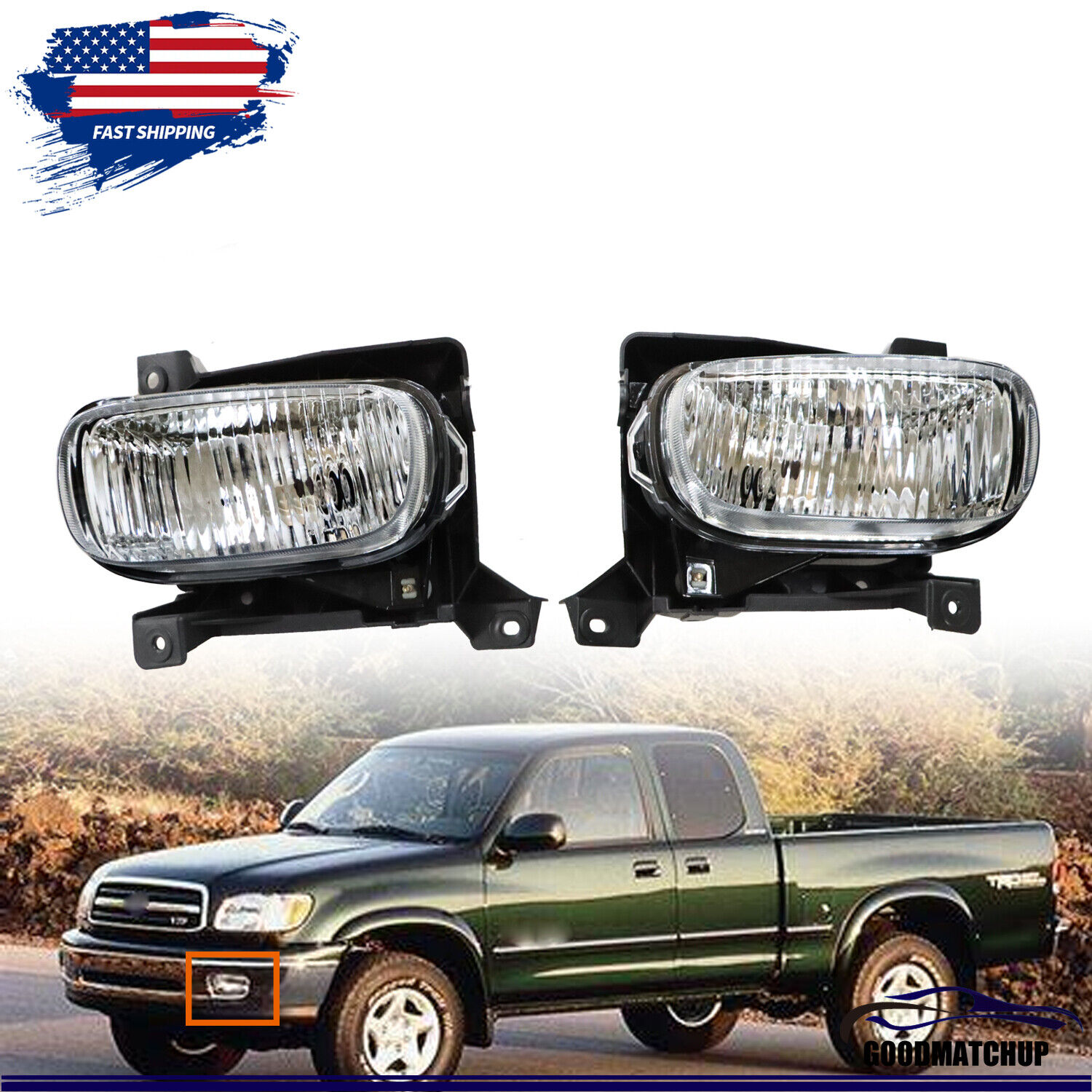 Fog Lights For Toyota Tundra 2000-2006 w/Steel Bumper Driving Lamps 812100C010