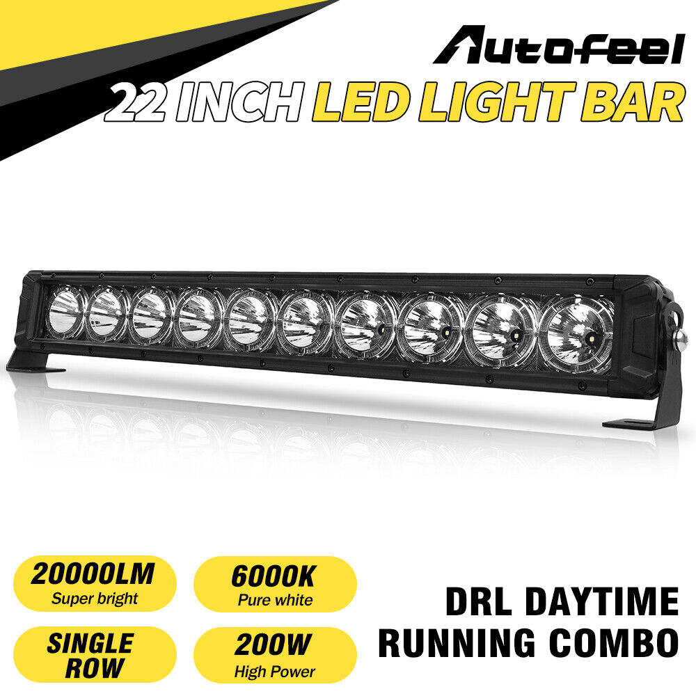 22 Inch LED Light Bar DRL Single Row For Offroad Driving SUV Boat Truck ATV Jeep