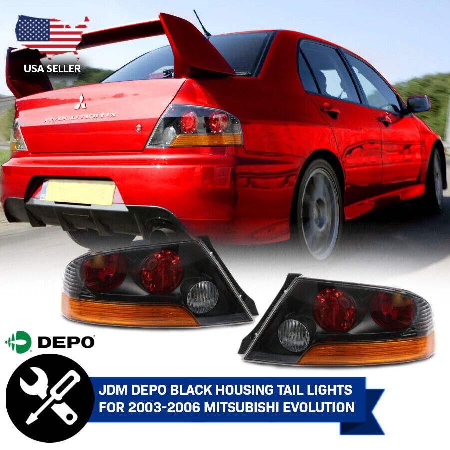 DEPO JDM Pair Red/Amber Tail Light For 03-06 Mitsubishi Lancer Evo Evolution 8/9