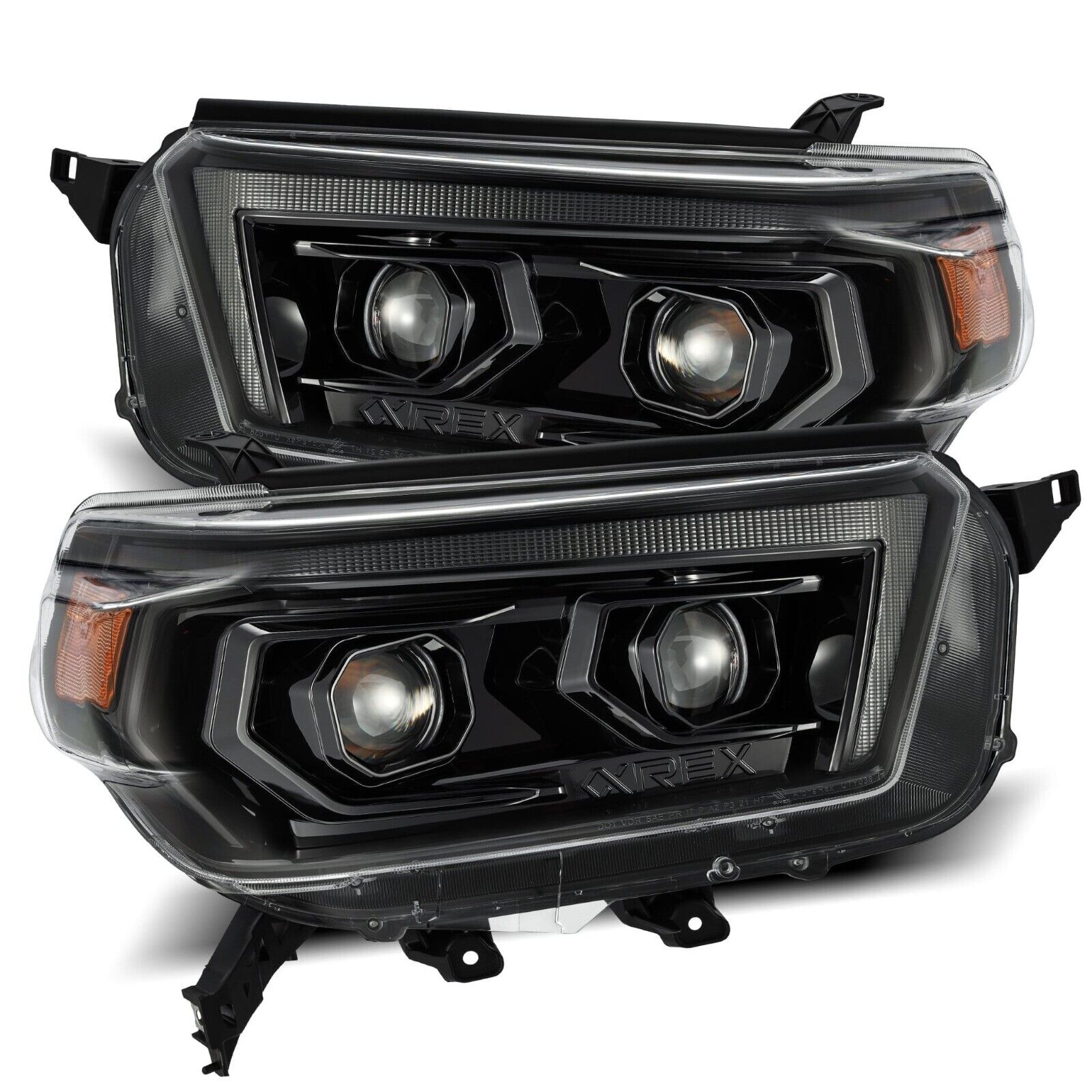 For 10-13 Toyota 4Runner Alpha Black Halogen Projector Headlight AlphaRex PRO