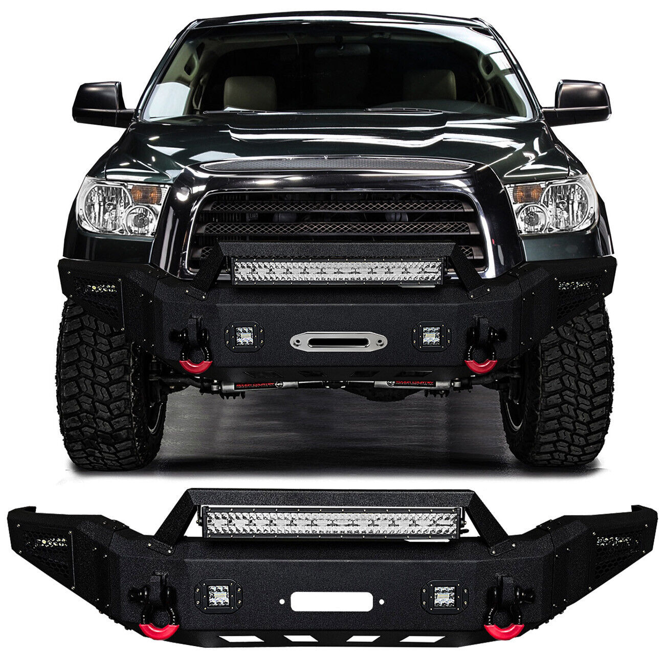 Vijay FIT 2007-2013 Tundra Steel Front Bumper with LED lights and D-rings