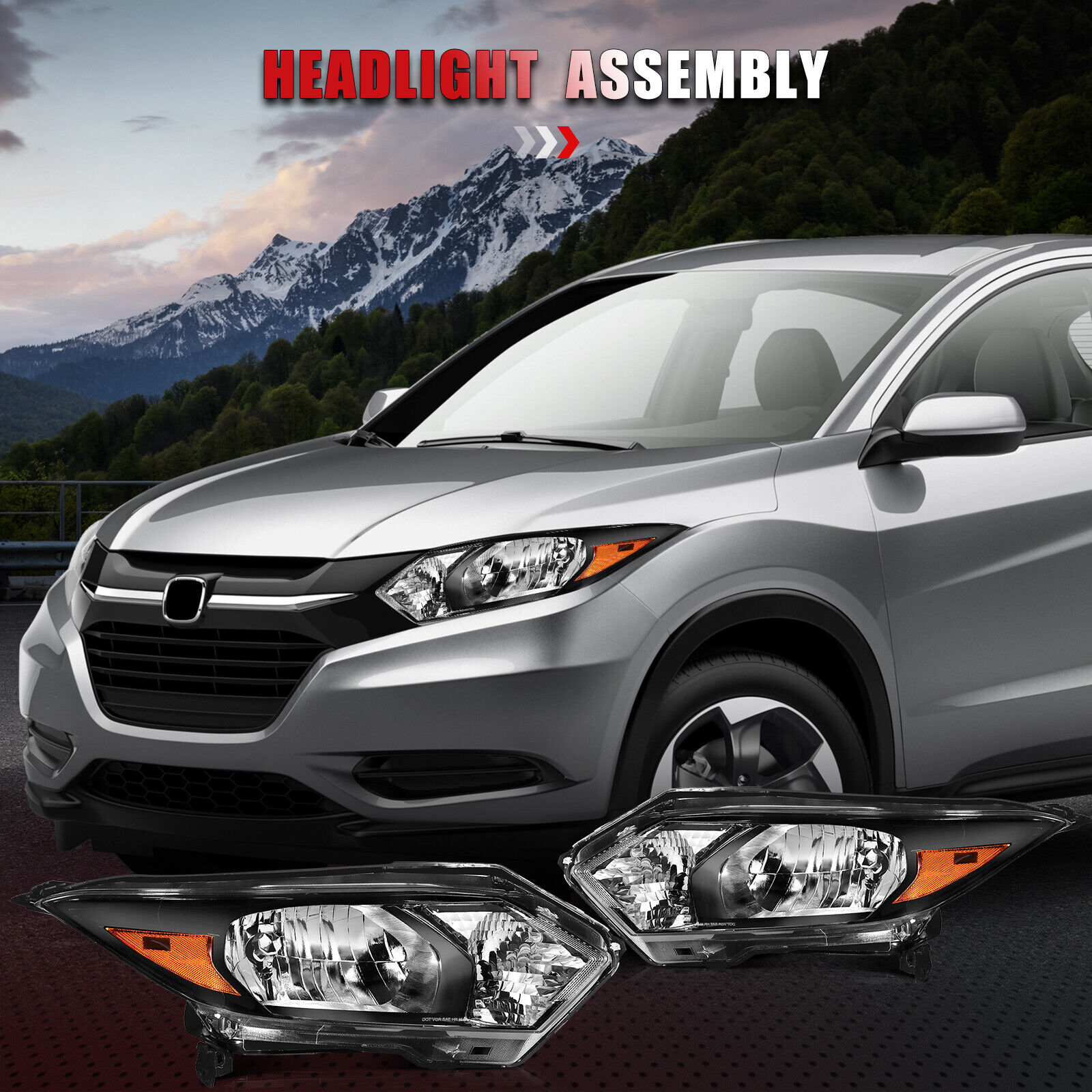 For Honda HRV HR-V 2016-2018 Replacement Headlights Assembly Pair Left+Right Set