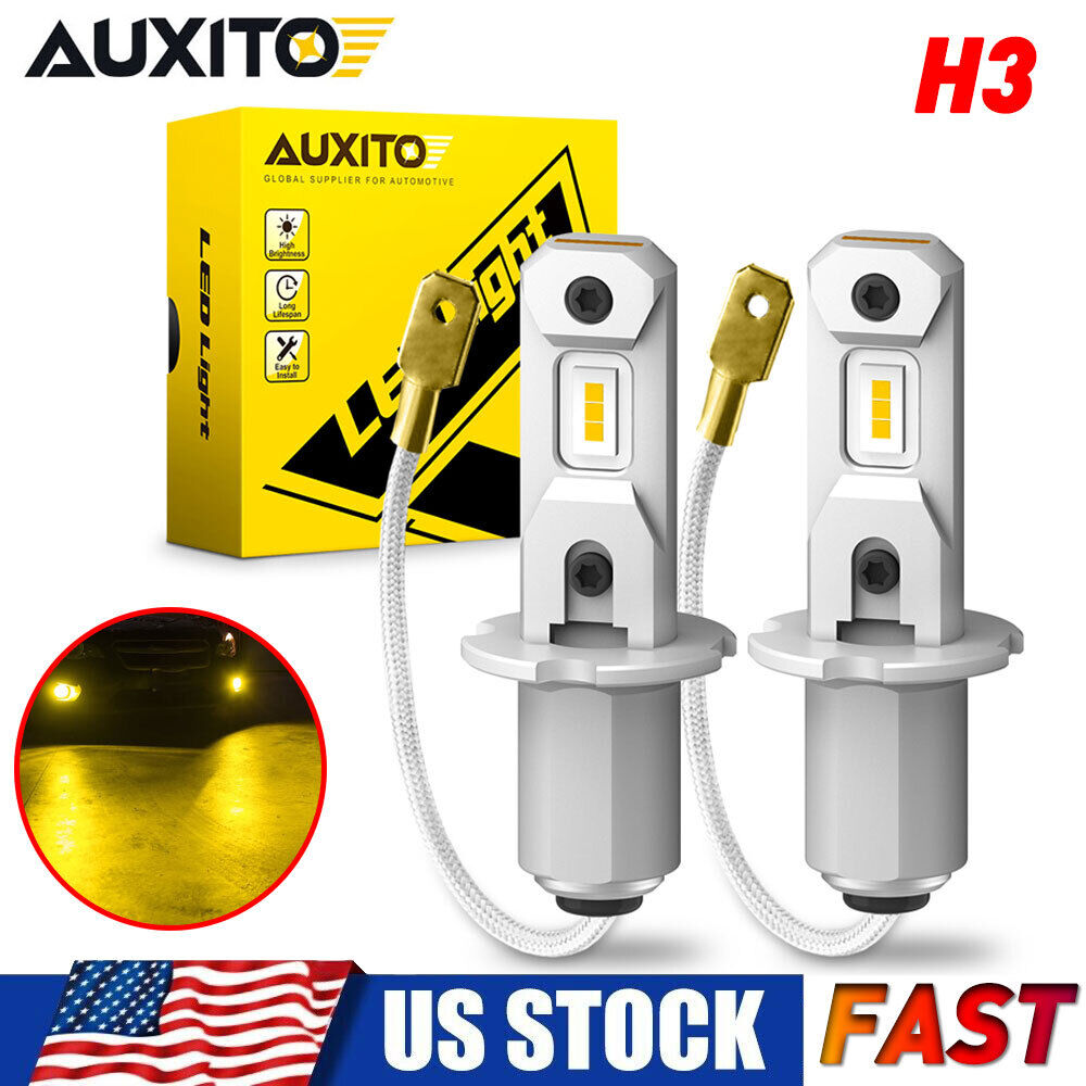 2PC AUXITO Yellow H3 LED Fog Light Headlight Bulbs DRL Lamp Conversion Kit 3000K