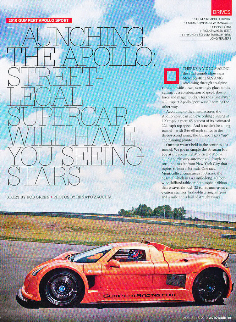 2010 Gumpert Apollo Sport -  Classic Car Original Print Article J92