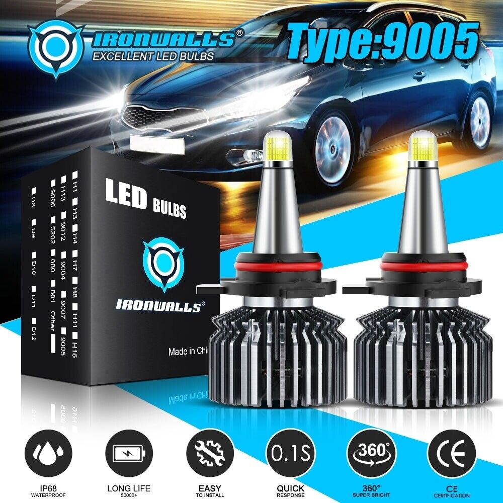 9005 9145 LED Headlight Kit 2200W 330000LM High Low Fog Bulb HB3 H10 6500K White