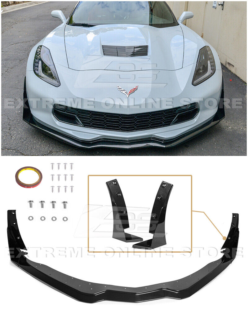 Z06 CARBON FLASH Front Lip Splitter Stage 3 Side Winglets For 14-19 Corvette C7