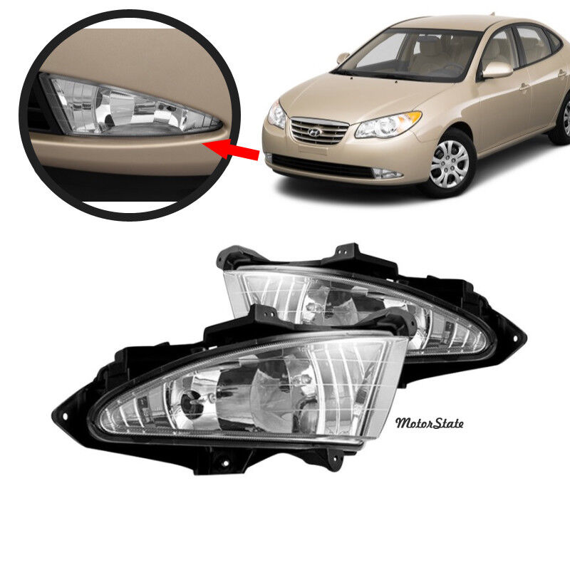 For 07-10 Hyundai Elantra Front Pair Driver Fog Lights Bumper Lamps Set Clear