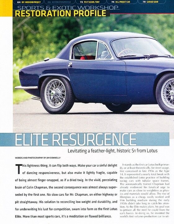 1959 Lotus Elite Original Car Review Report Print Article J905