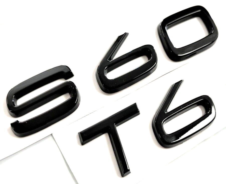 BLACK S60 + T6 FIT VOLVO S60 REAR TRUNK NAMEPLATE EMBLEM BADGE LETTERS NUMBER