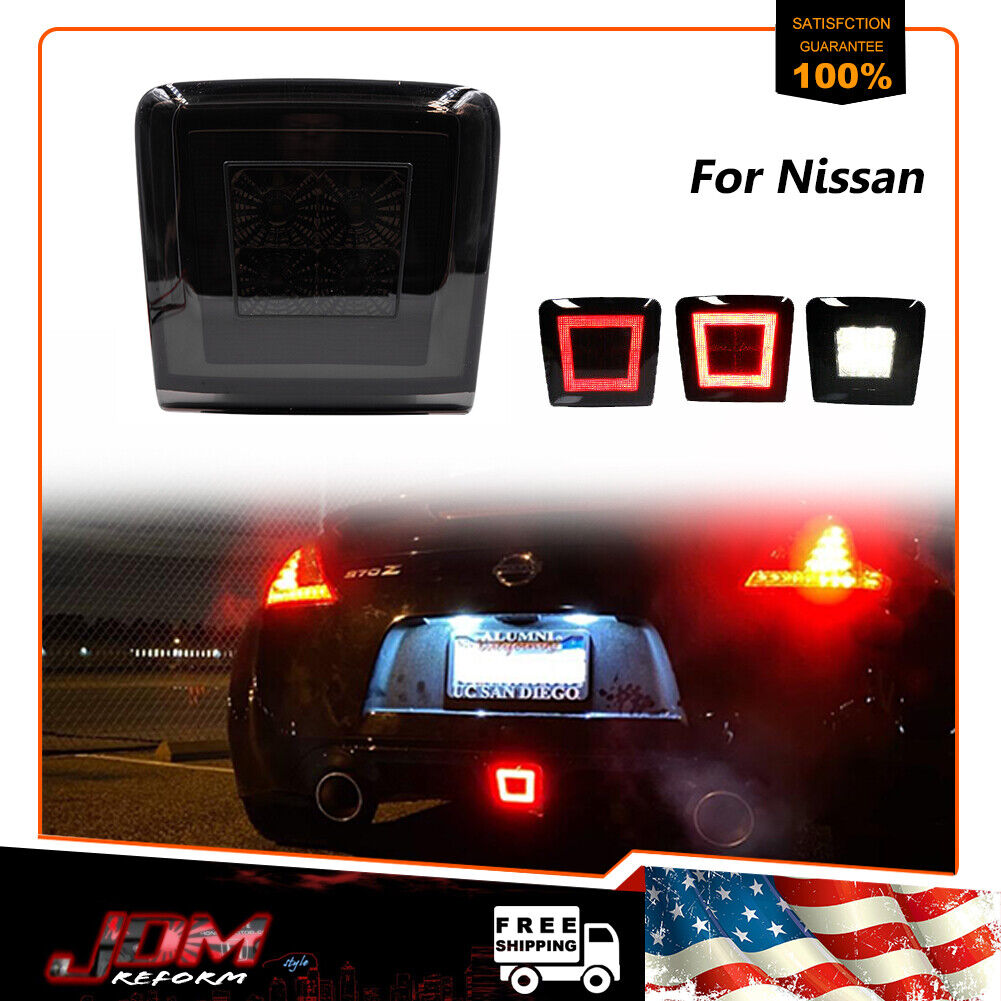 For 2009-up Nissan 370Z White/Red LED Rear Fog Light Reverse Brake Lamp 3 IN 1
