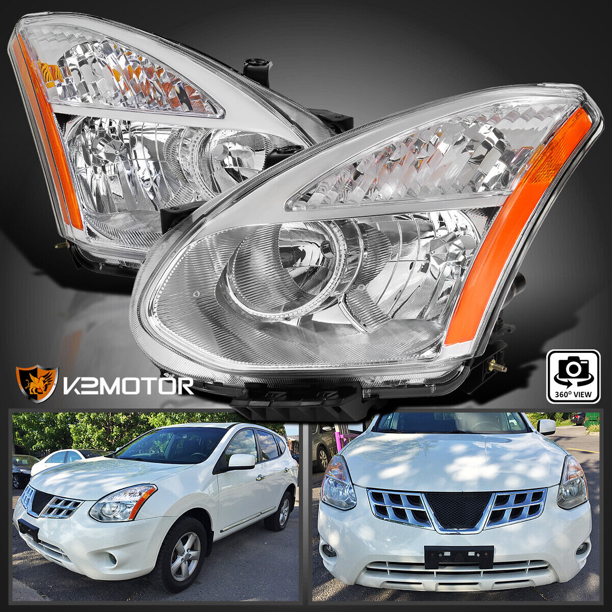 Clear Fits 2008-2013 Rogue 2014-2015 Select Halogen Headlights Lamps Left+Right
