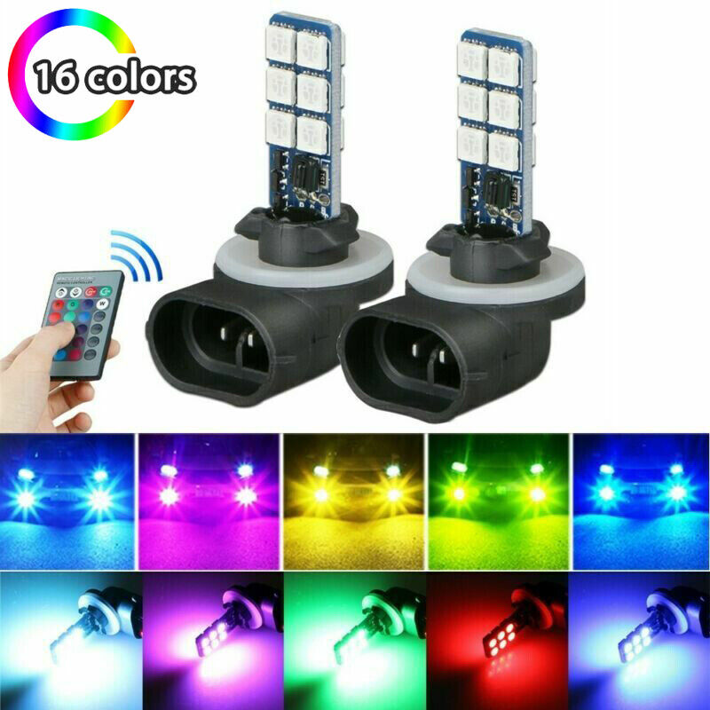 2x 881 5050 Colorful LED RGB Car Headlight Fog Lamp Light Bulbs Auto Accessories