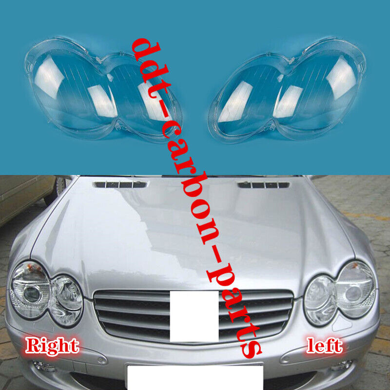 2*Piece For Mercedes W230/R230 SL500 SL600 2003-08 L&R Headlight Lens Cover+Glue