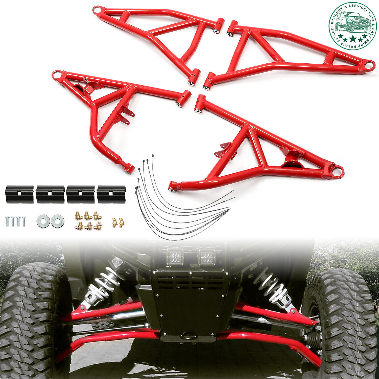 For Polaris RZR XP 1000 / Turbo 2014-2022 Red High Clearance Steel Front A Arms