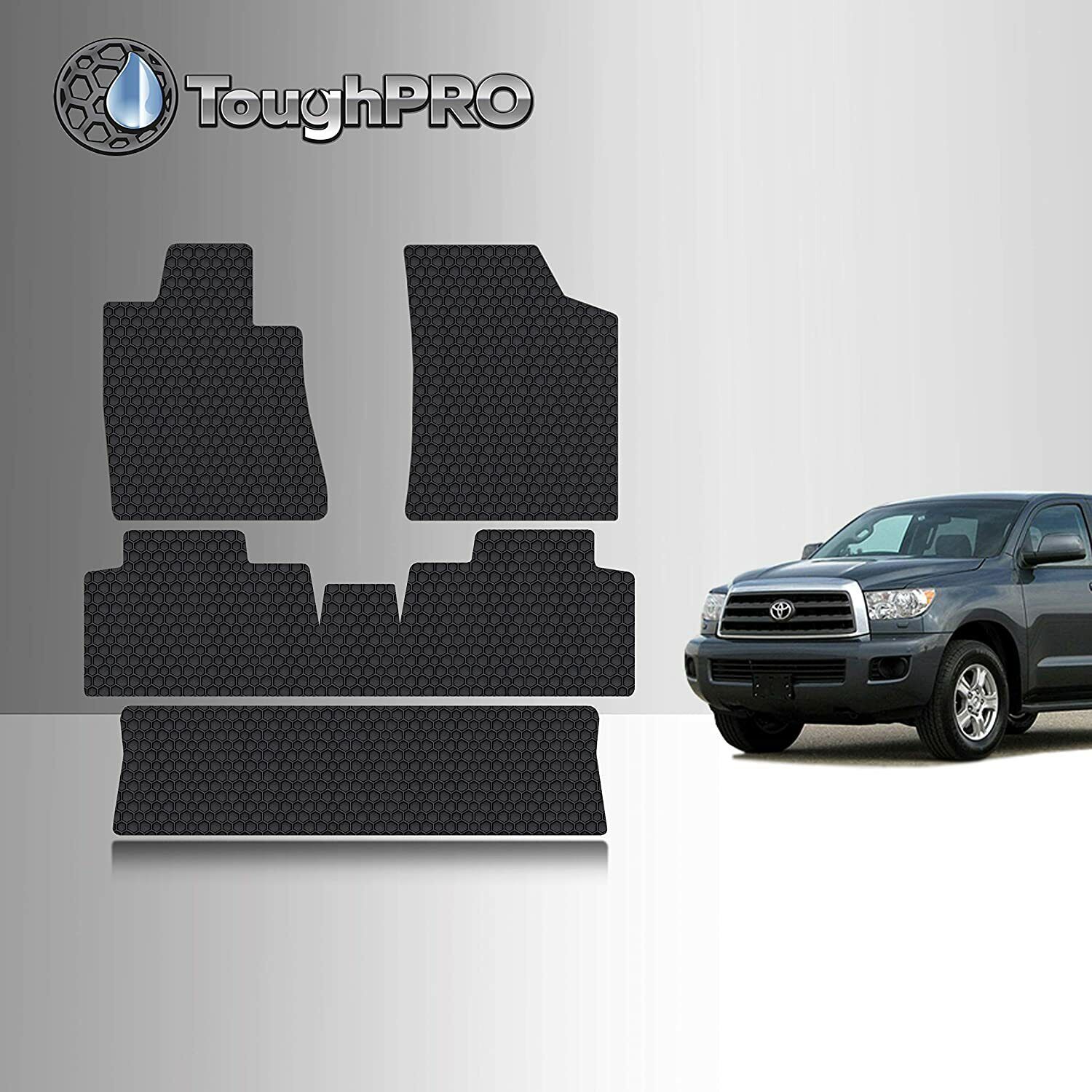 ToughPRO Floor Mats + 3rd Row Black For Toyota Sequoia All Weather 2005-2007