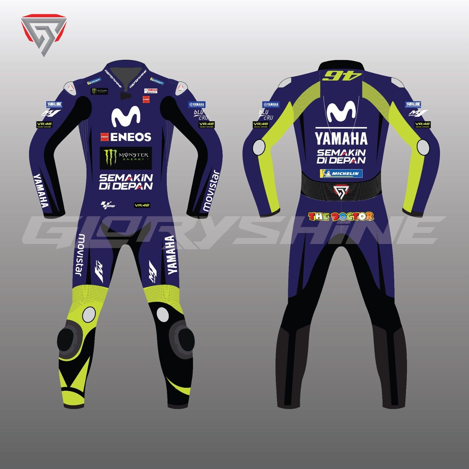 Valentino Rossi Motorbike Leather Racing Suit Yamaha Losail Circuit MotoGP 2018