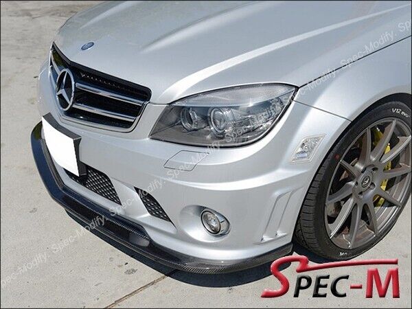 AK Style Carbon Fiber Front Bumper Lip Add-On For 08-11 W204 C63AMG Sedan ONLY