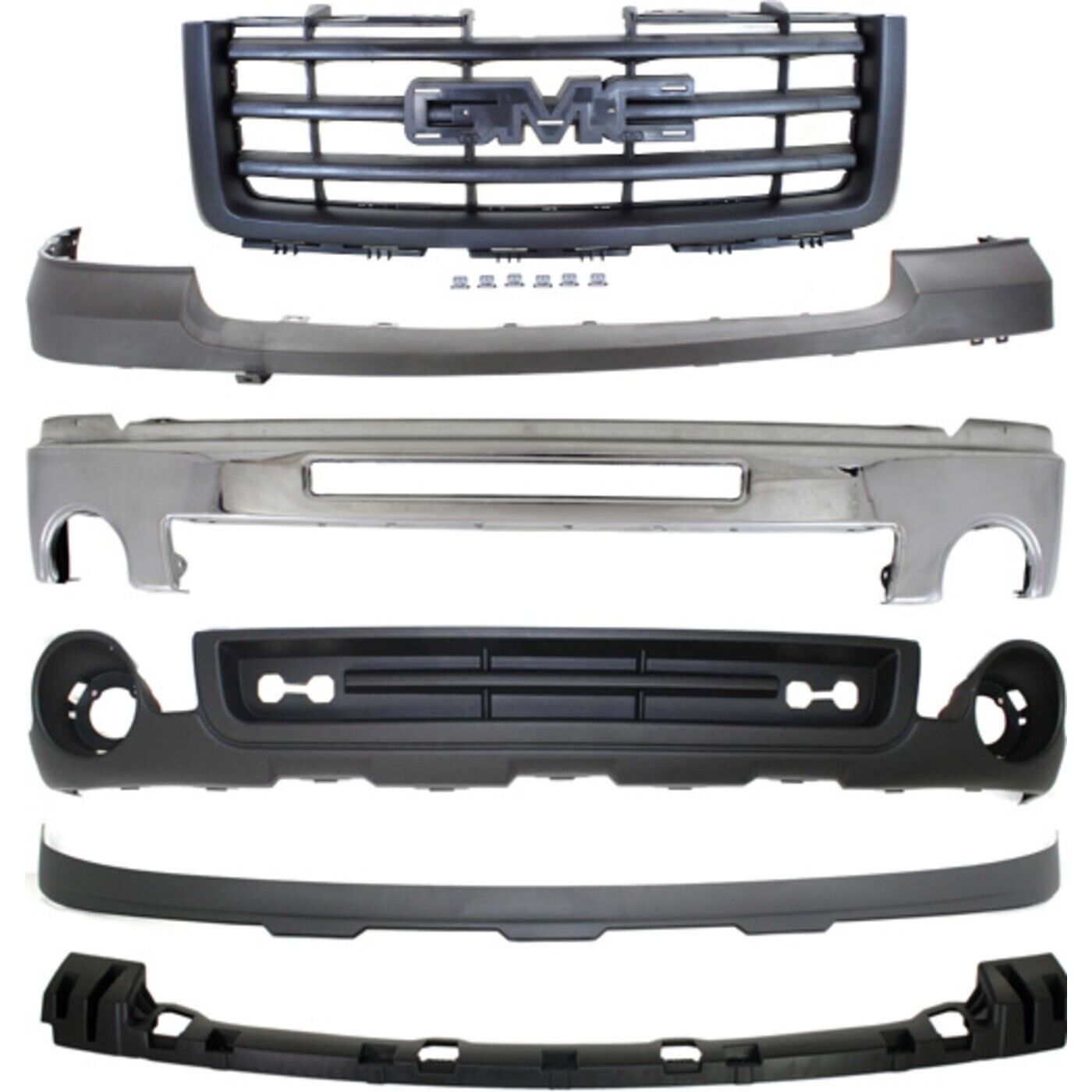 Kit Bumper Face Bars Front Chrome for GMC Sierra 1500 Truck 2007-2013