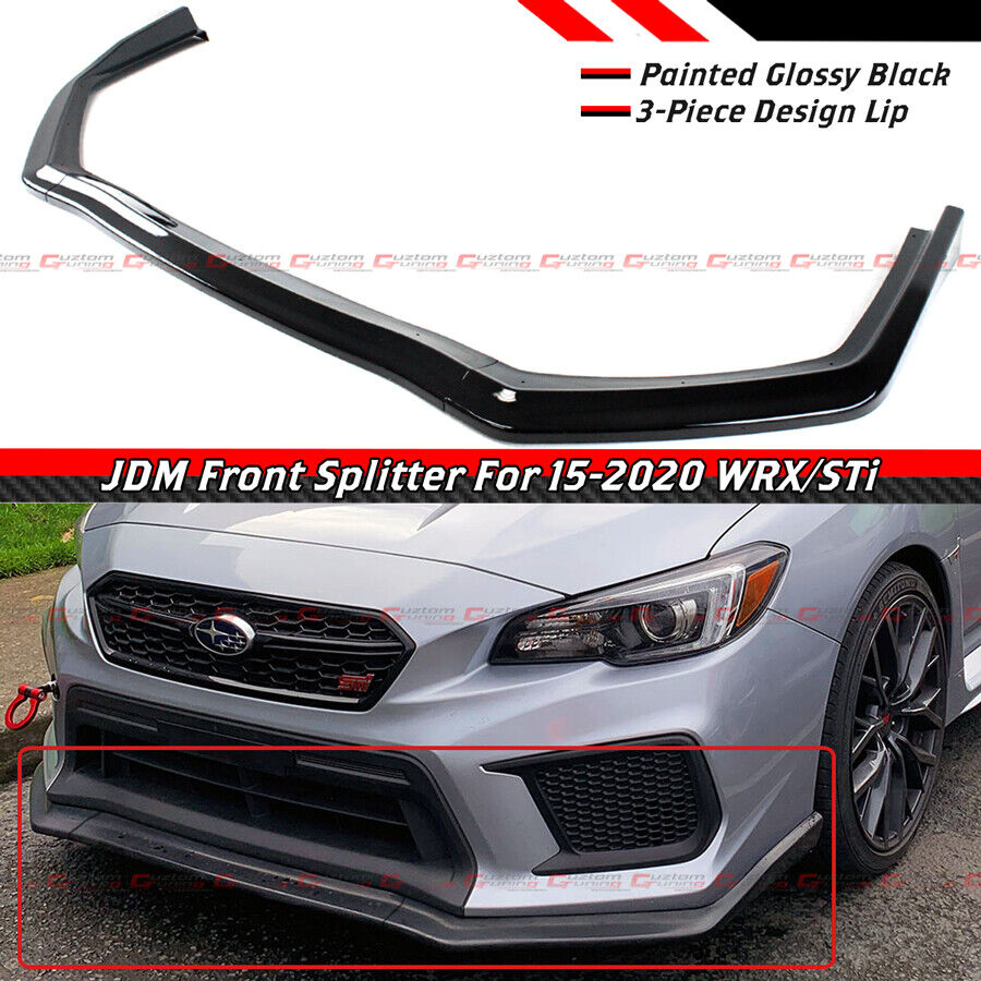 For 2015-2021 Subaru WRX STi CS Style JDM Gloss Black Front Bumper Lip Splitter