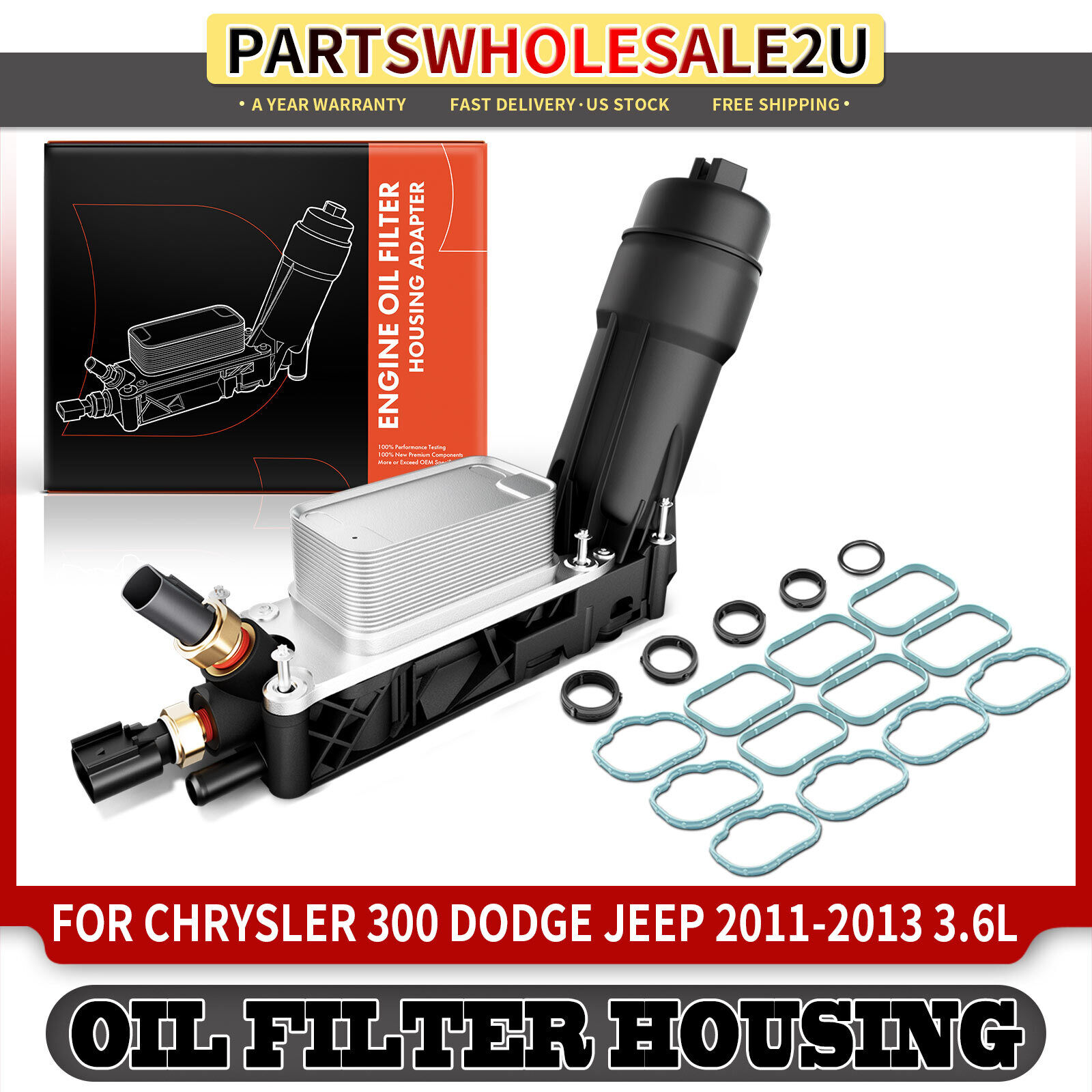 Oil Cooler Filter Adapter Housing for Chrysler Ram Jeep Dodge V6 3.6L 5184294AE