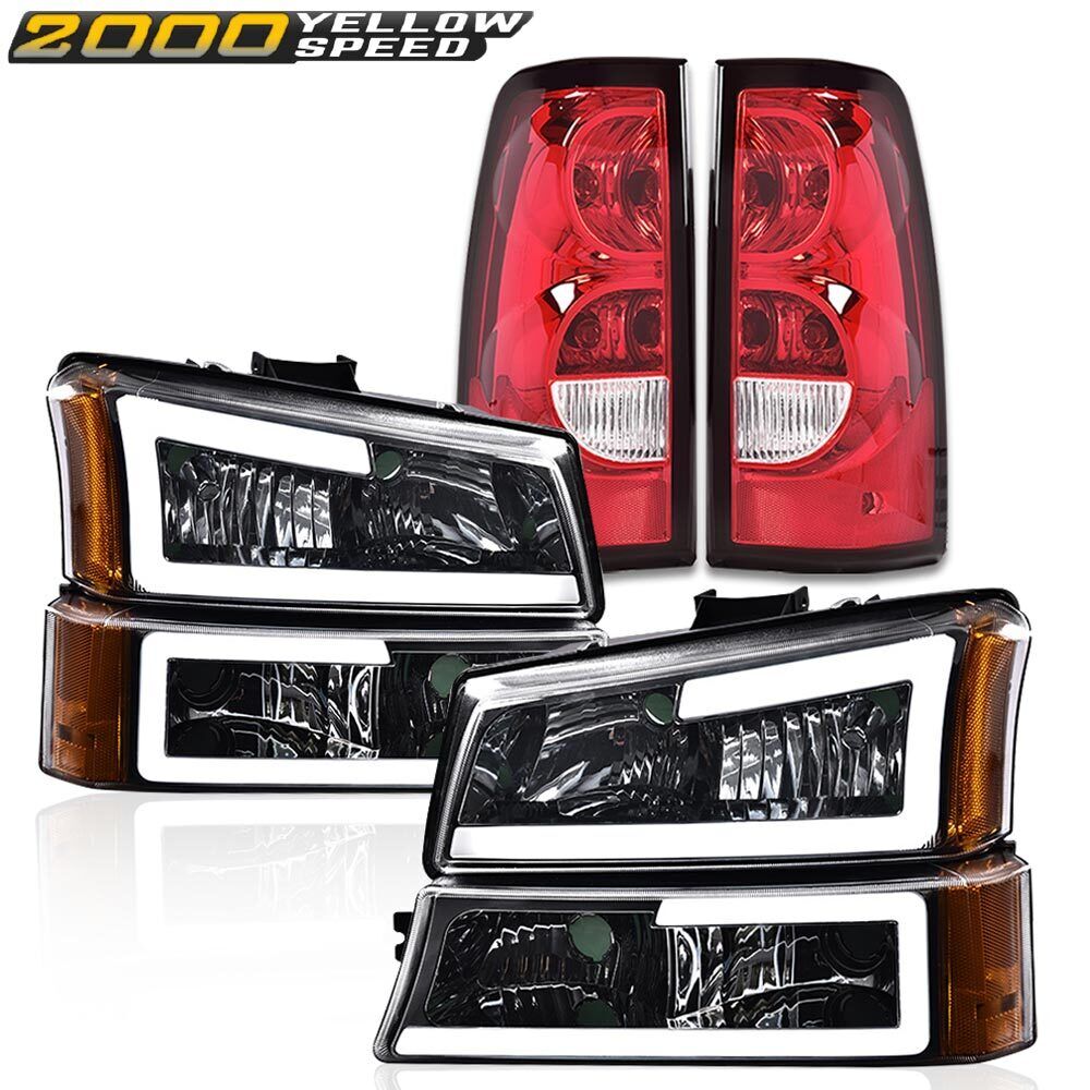 Fit For Silverado Avalanche 2003-07 Chrome/amber Led Drl Headlight + Tail Lights