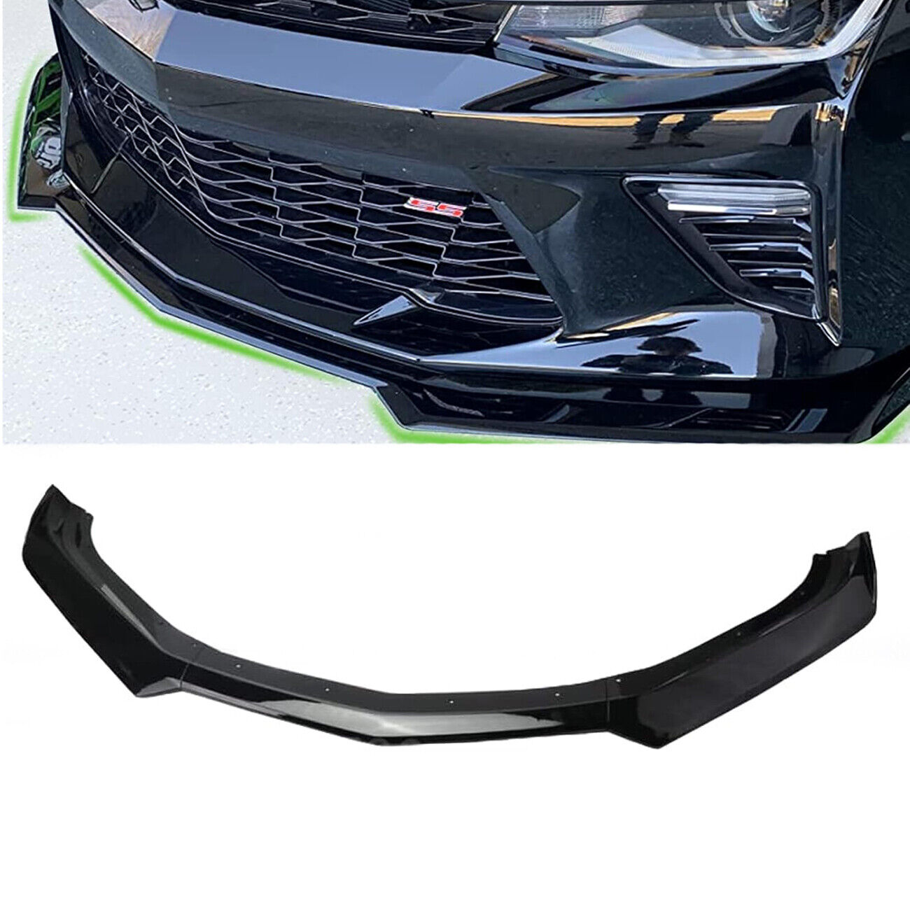 Front Bumper Lip Spoiler Fits for 16-22 Camaro SS /19-22 LS LT RS Glossy Black
