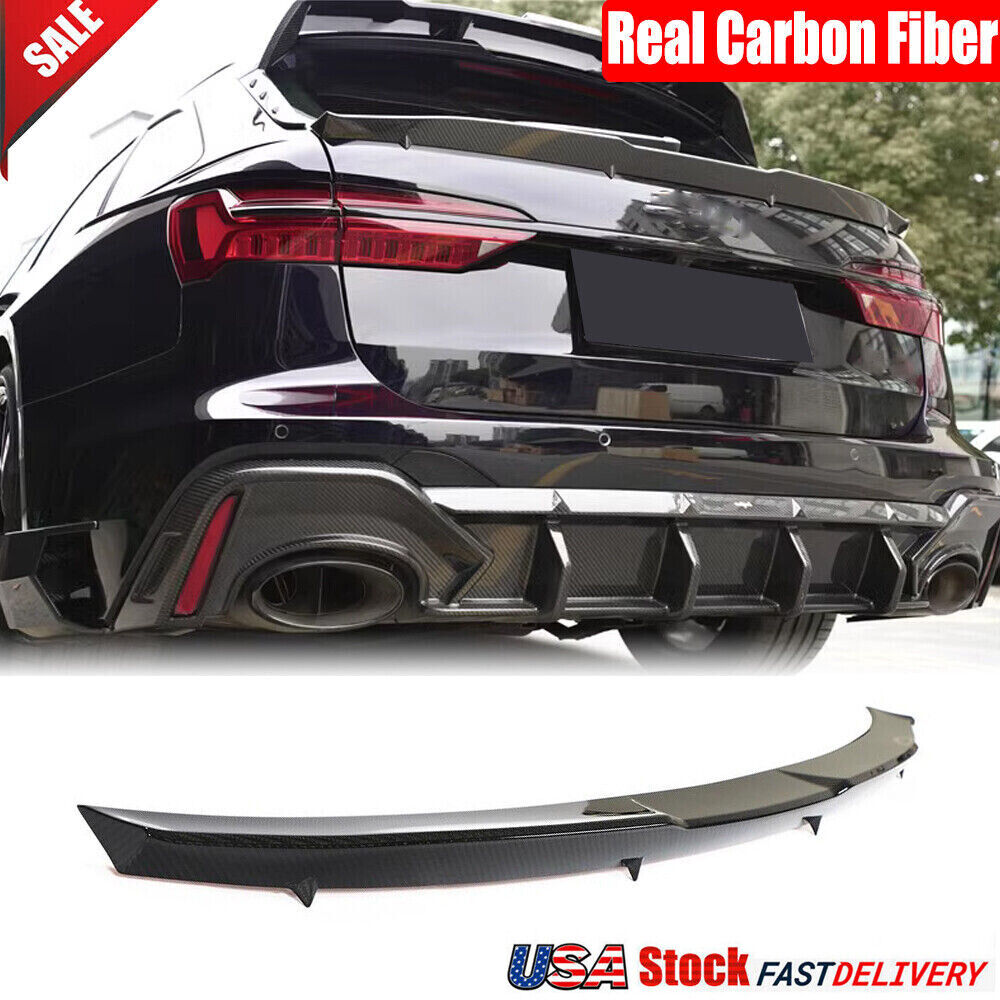 For Audi RS6 Avant C8 2019-2021 Dry Carbon Fiber Rear Trunk Middle Spoiler Wing