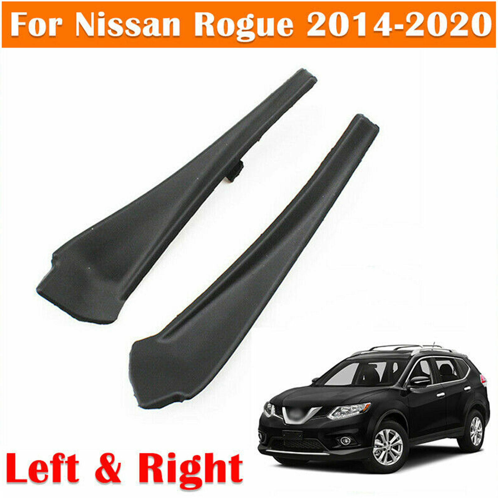 2pcs for Nissan Rogue 2014-2020 Front Wiper Side Cowl Extension Cover Trim Black