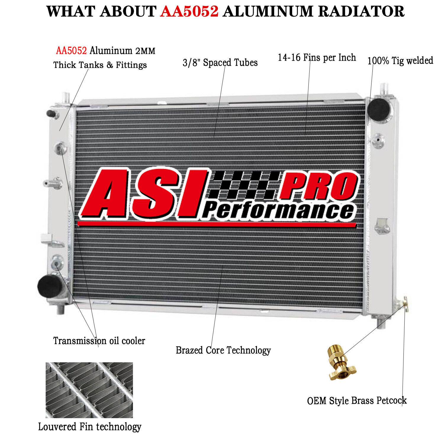 ASI 4 ROW Aluminum Radiator Fit 1997-2004 2003 Ford MUSTANG GT/SVT V8 4.6L AT
