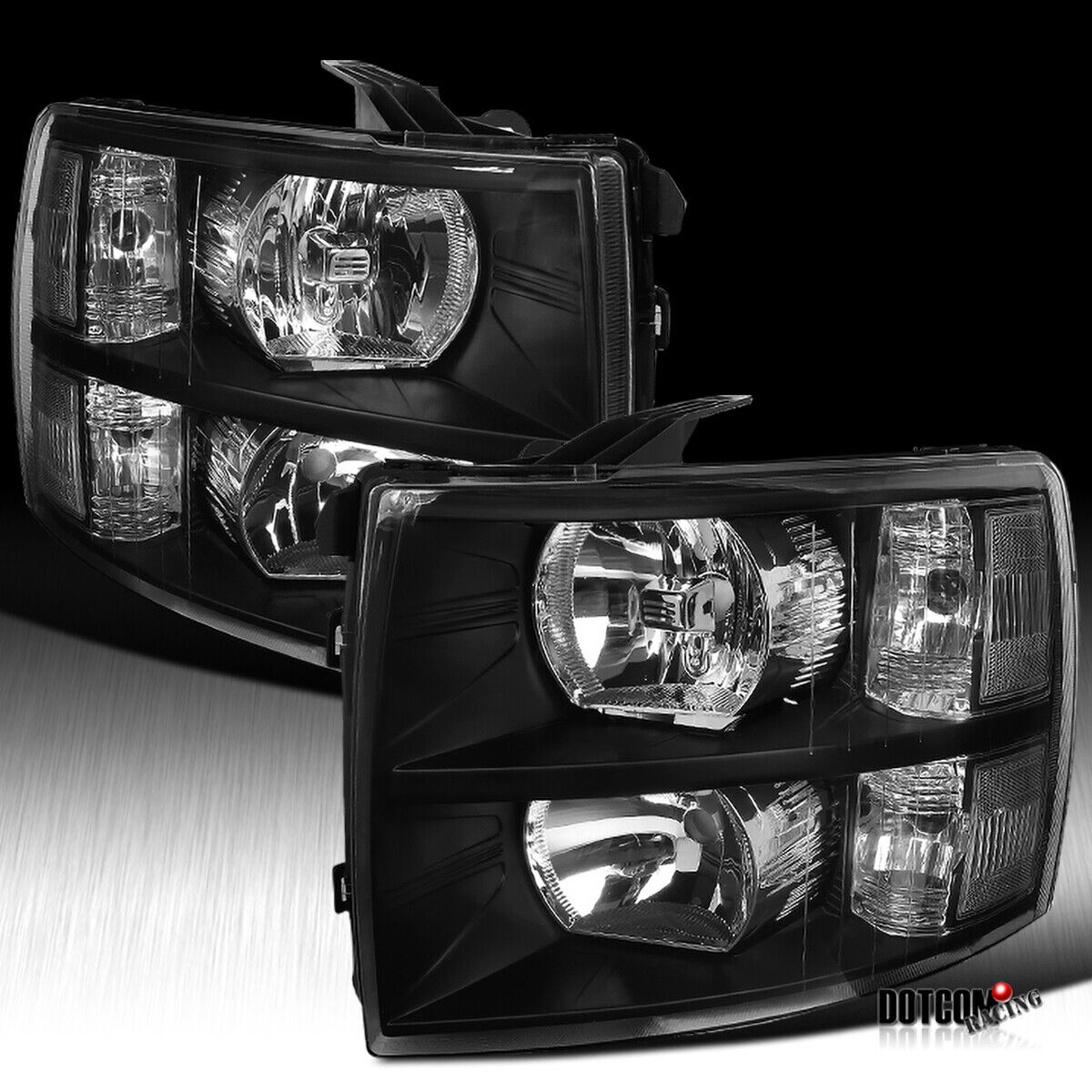 Fit 2007-2014 Silverado 1500 2500 3500 HD Pickup Euro Diamond Black Headlights
