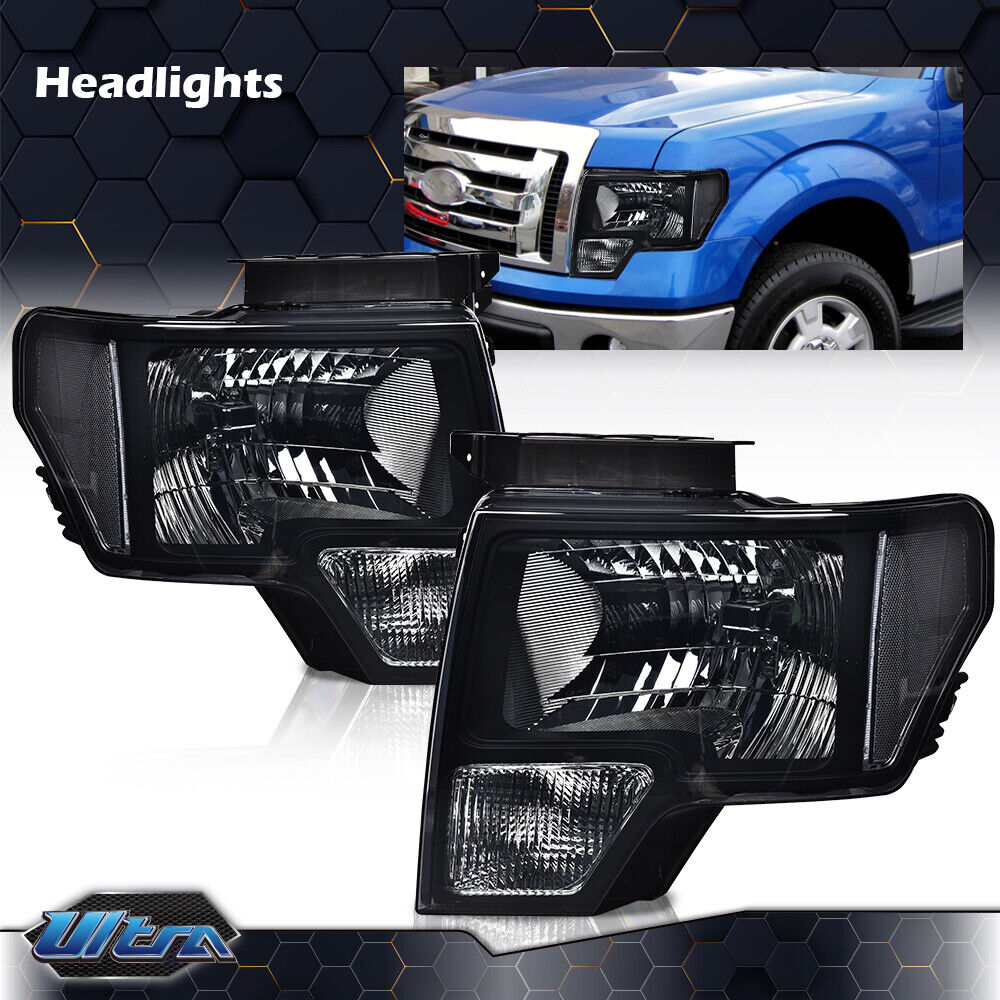 Smoke Lens Black Housing Headlights Lamps Fit For 2009-2014 Ford F-150 Pickup