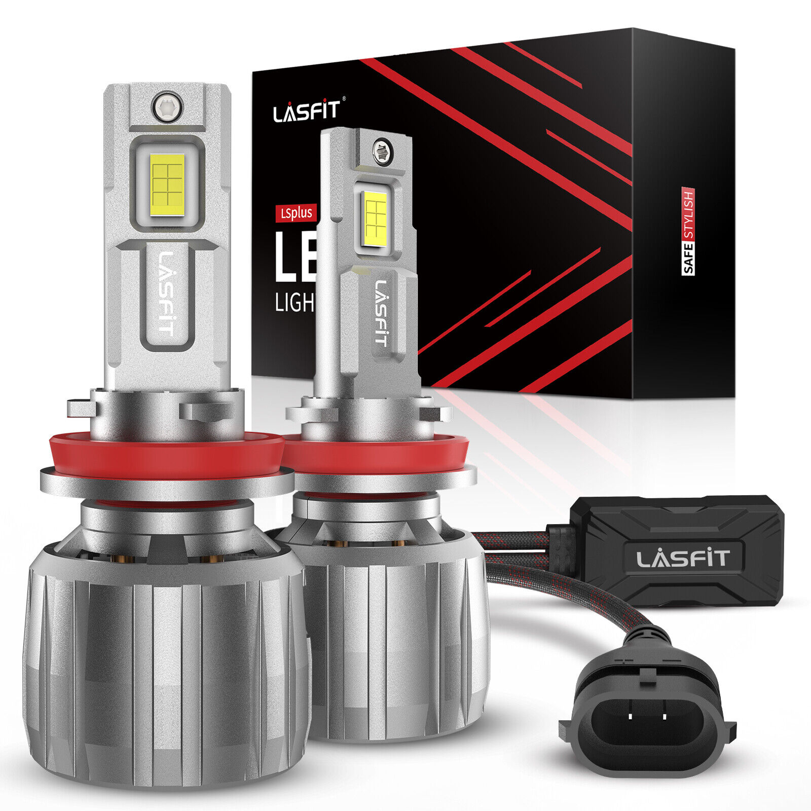 Lasfit H11 LED Headlight Low Beam Bulbs Conversion kit 6000K White Super Bright