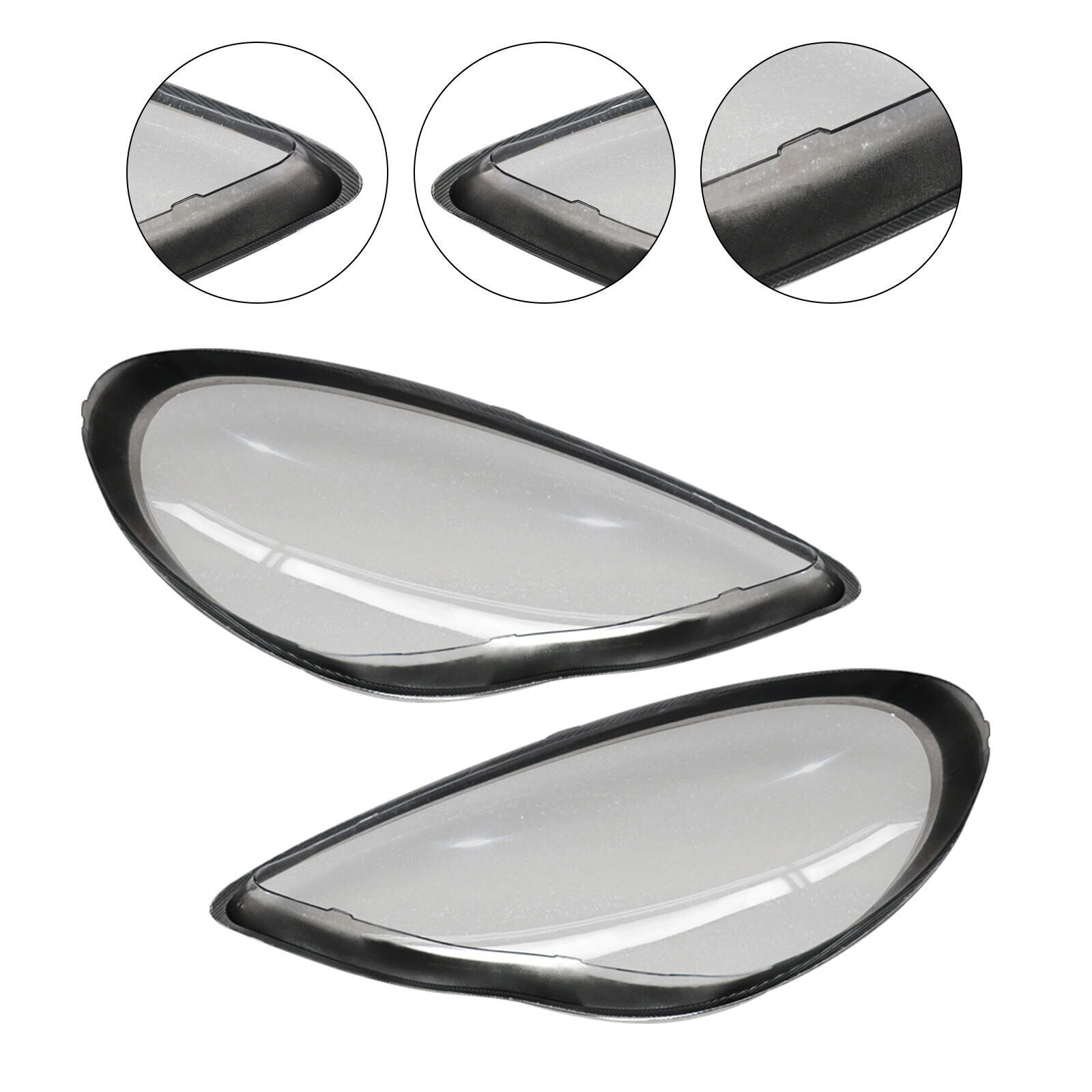 Left and Right Front Headlight Lens Covers Pair Fit Porsche Panamera 2010-2013