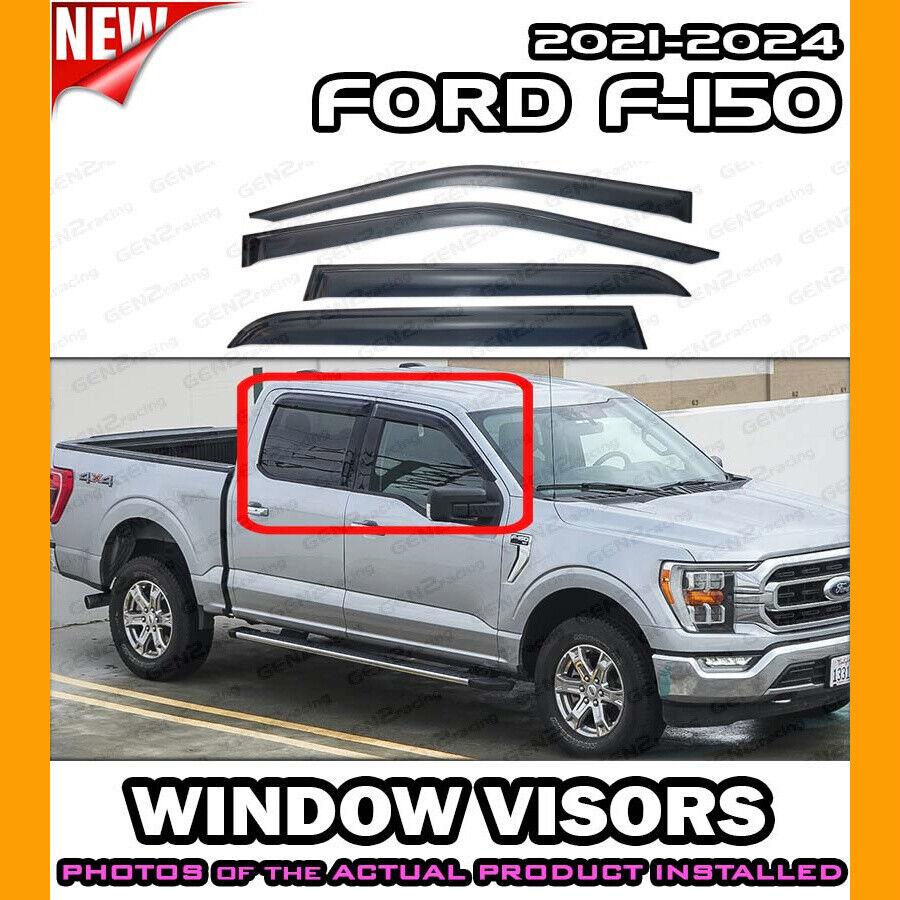 WINDOW VISORS for 2021 → 2024 Ford F-150 Crew / DEFLECTOR VENT SHADE RAIN GUARD