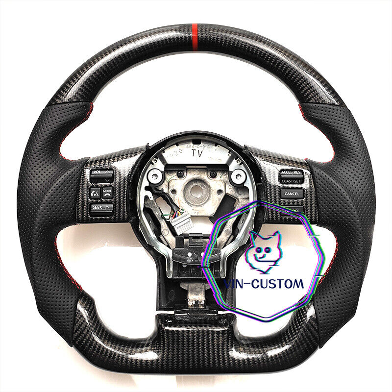 REAL CARBON FIBER Steering Wheel FOR NISSAN 350Z RED LINE W/ BLACK LEATHER