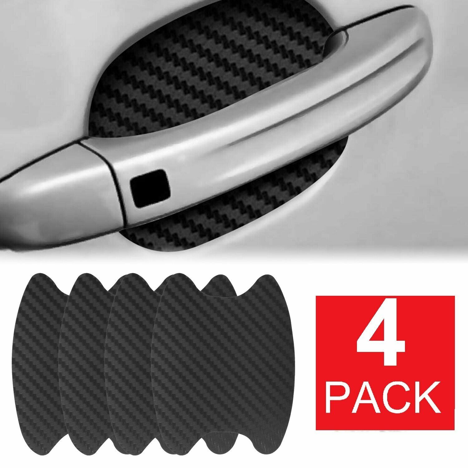 4x Carbon Fiber Car Door Handle Anti-Scratch Protector Film Sticker Accessories