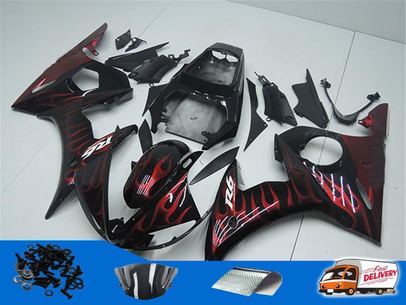 NT Red Flame Injection Plastic Fairing Fit for Yamaha 2003-2005 YZF R6 ABS y006