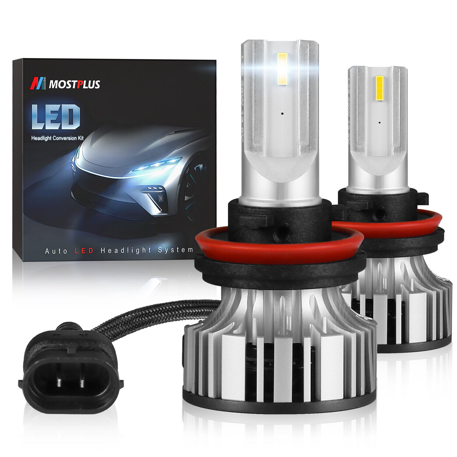 7600LM 60W TX1860 LED Headlight Low Beam H8 H9 H11 6000K White Bright Bulbs