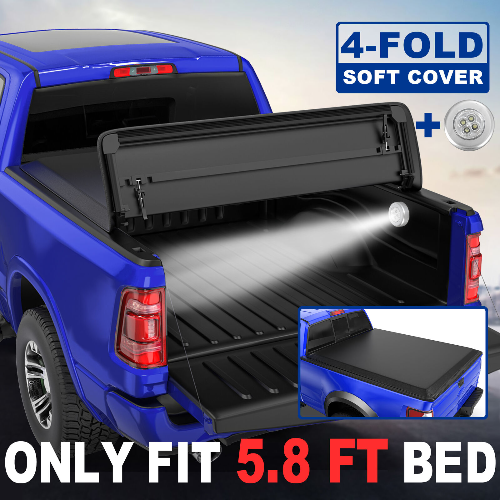 4 FOLD Truck Tonneau Cover For 07-13 GMC Sierra Chevrolet Silverado 5.8 Ft Bed