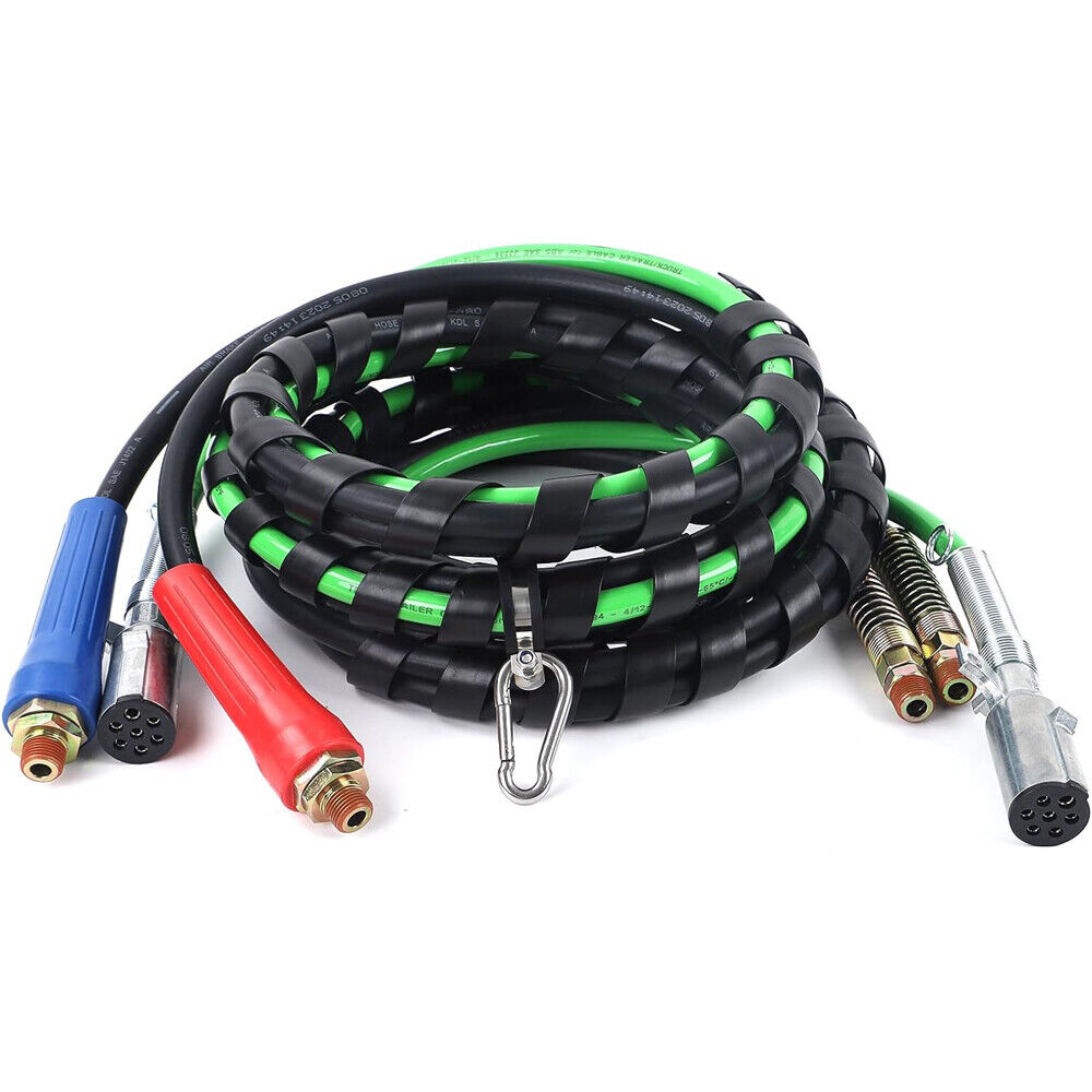 15ft 3 in 1 ABS & Air Line Hose Wrap 7 Way Electrical Cable Semi Truck Trailer